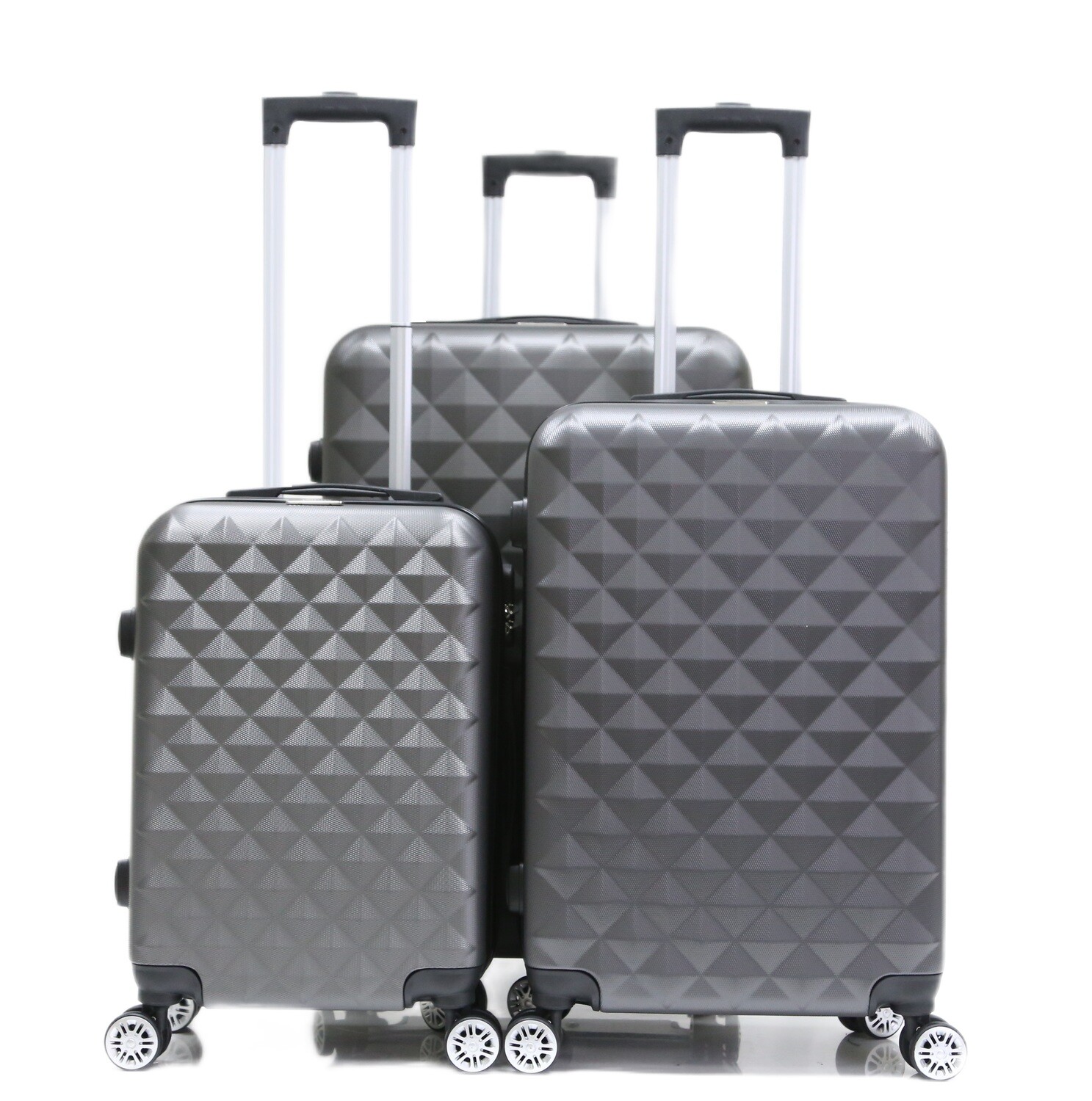 Kofferset Traveleo BABIJ - 3-delig - Complete Set - Koffer - Handbagage 35L + 65L en 90L Ruimbagage - ABS07 Grijs