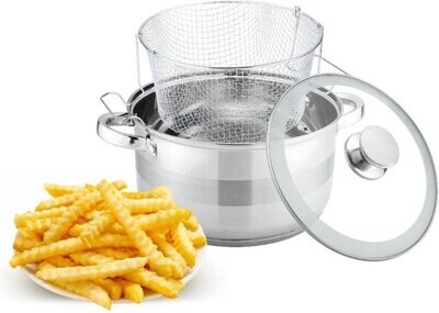 Frituurpan Frietpan Cheffinger 24 Cm 6,6 Liter RVS/Glas 3-delig