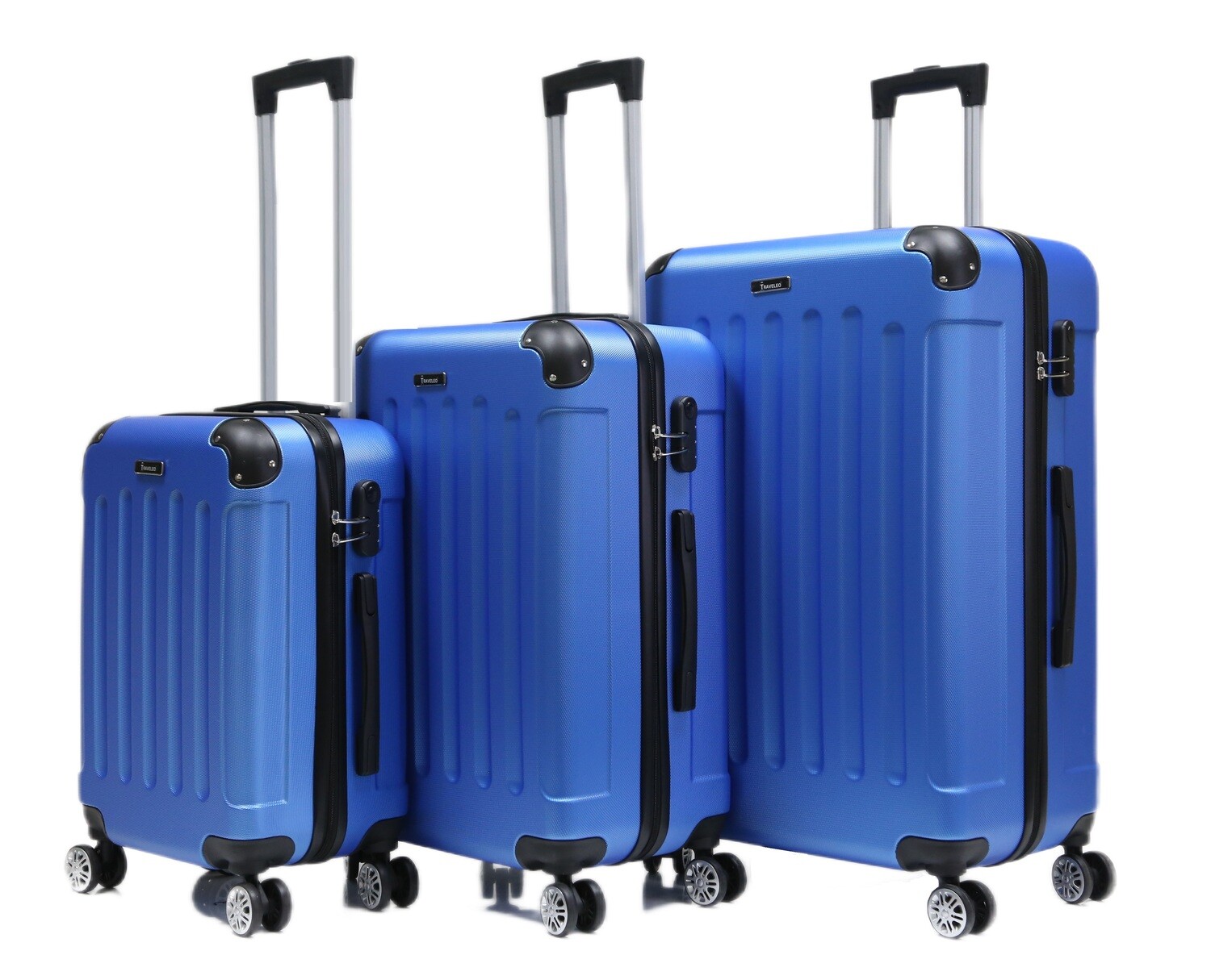 Kofferset Traveleo BABIJ 3-delig - Complete Set - Koffer - Handbagage 35L + 65L en 90L Ruimbagage - ABS01 Navy Blue
