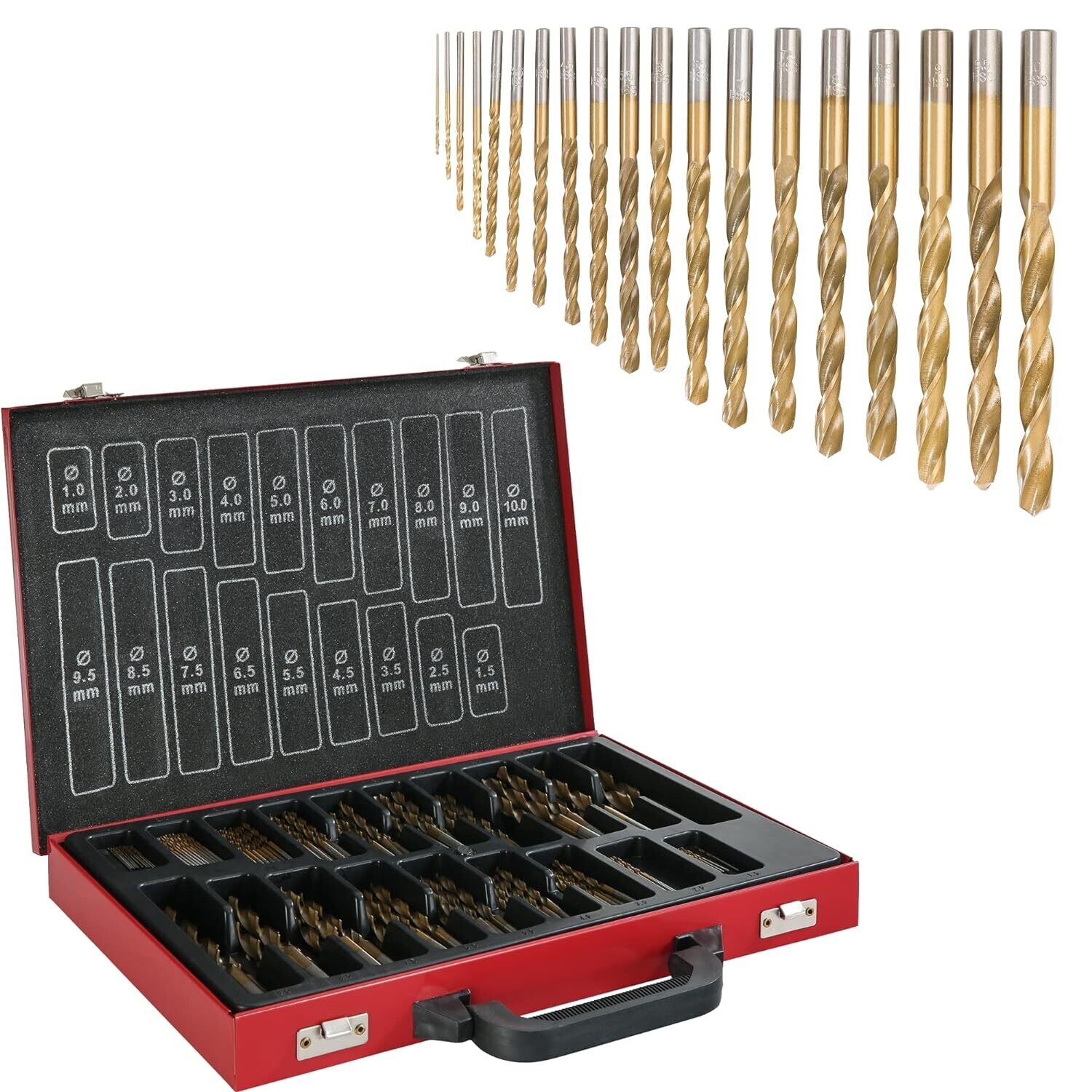 Borenset F Tools Spiraalboor set 170-dlg.  HSS TiN titanium genitreerd metaalboor set  gecoat stalen boor 1-10 mm DIN338