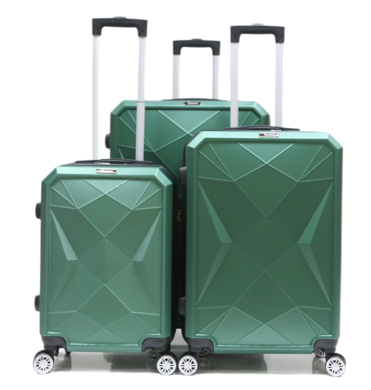 Kofferset Traveleo BABIJ - 3-delig - Complete Set - Koffer - Handbagage 35L + 65L en 90L Ruimbagage - ABS03 Groen