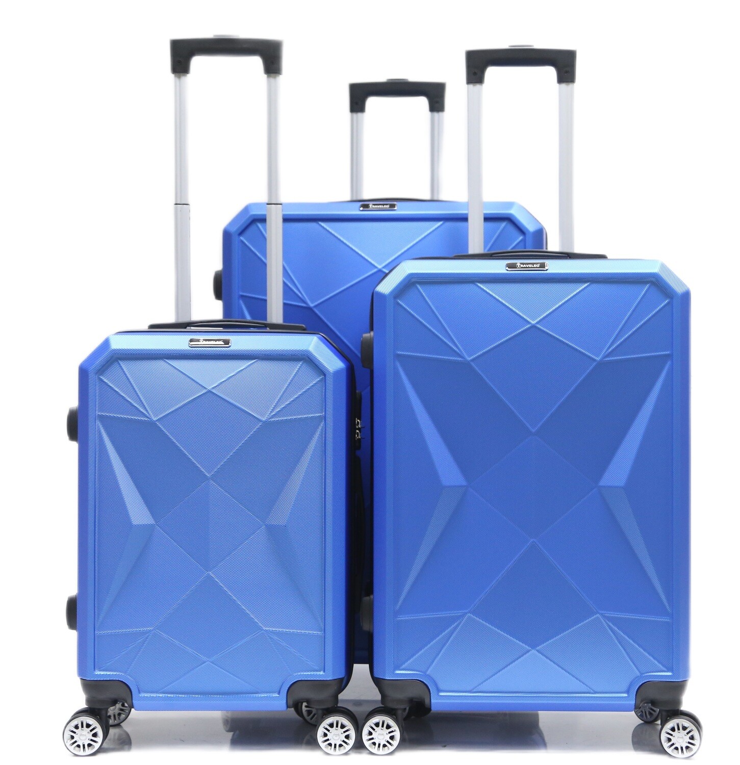 Kofferset Traveleo BABIJ - 3-delig - Complete Set - Koffer - Handbagage 35L + 65L en 90L Ruimbagage - ABS03 Blauw