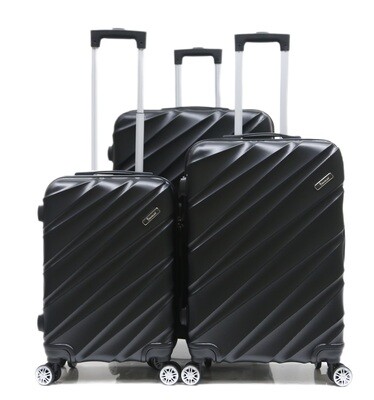 Kofferset Traveleo BABIJ - 3-delig - Complete Set - Koffer - Handbagage 35L + 65L en 90L Ruimbagage - 3-delig ABS05 Zwart