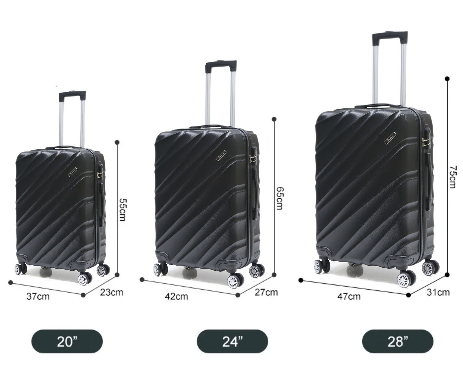 Koffers los Traveleo BABIJ - Koffer - Handbagage 35L + 65L en 90L Ruimbagage - ABS05 verkrijgbaar in verschillende kleuren