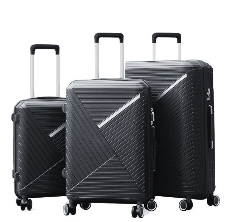Kofferset Traveleo BABIJ - 3-delig - Complete Set - Koffer - Handbagage 35L + 65L en 90L Ruimbagage Polypropyleen PPS02 Zwart