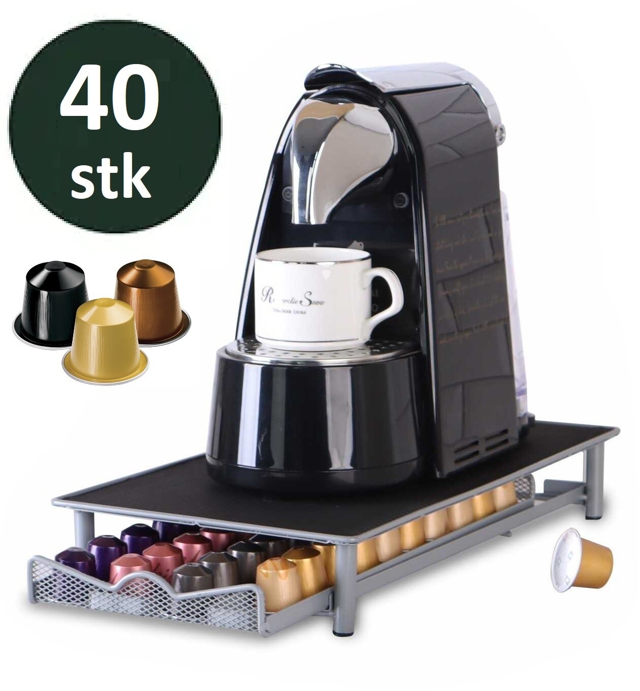 Nespresso capsulehouder/cuphouder Cheffinger CF-N01 met lade 40 cups