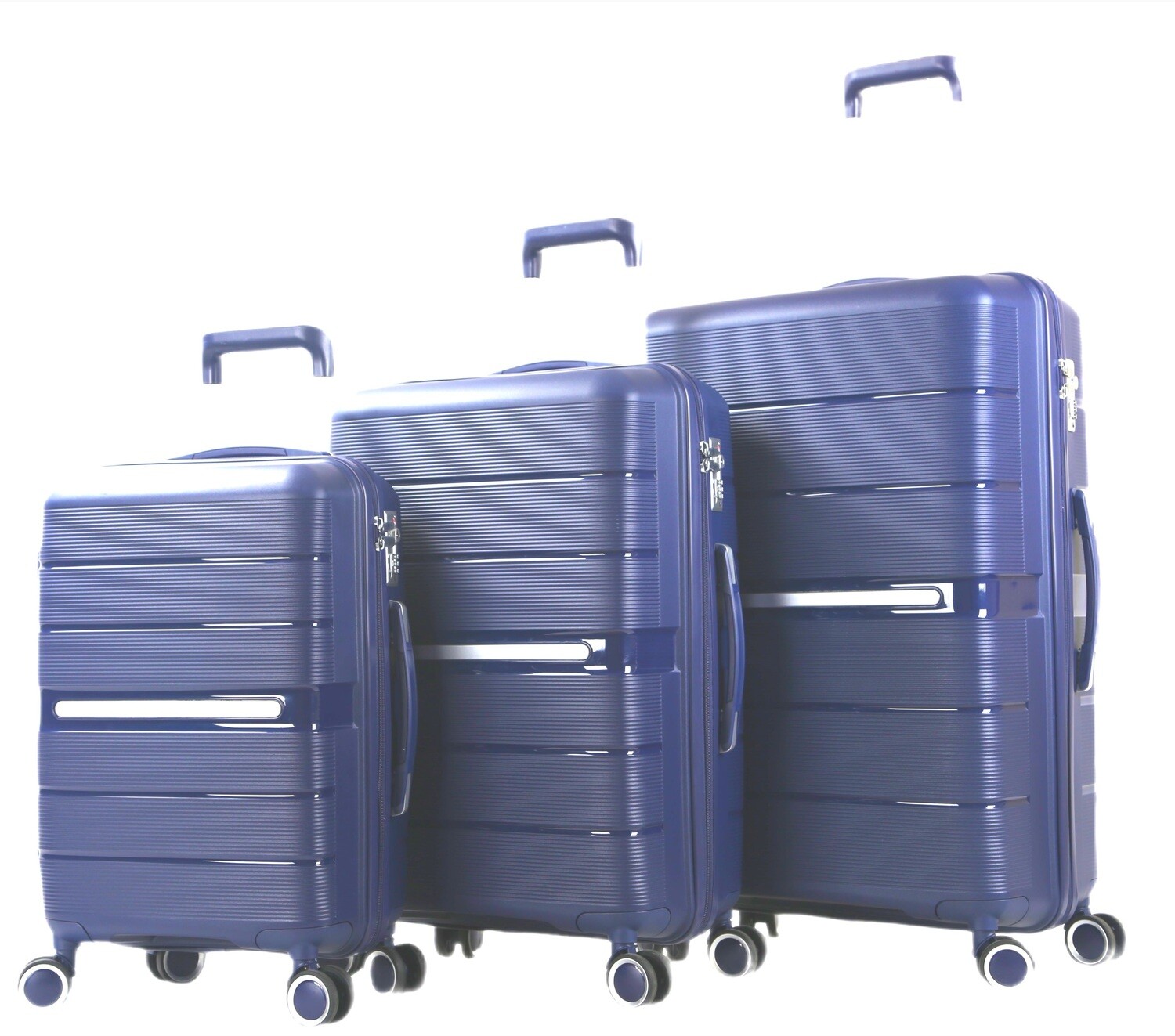 Kofferset Traveleo BABIJ - 3-delig - Complete Set - Koffer - Handbagage 35L + 65L en 90L Ruimbagage Polypropyleen PPS01 Blauw