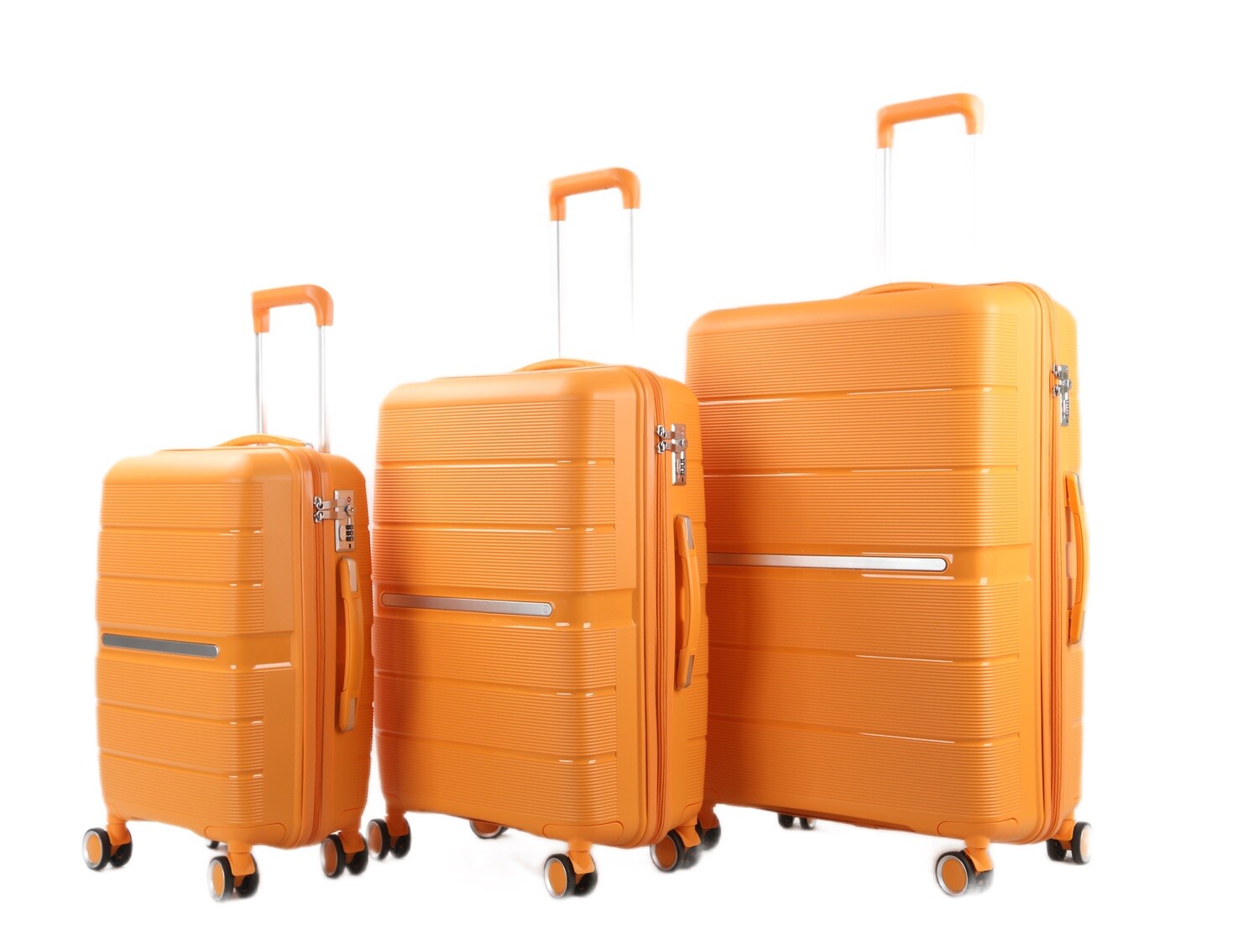 Kofferset Traveleo BABIJ - 3-delig - Complete Set - Koffer - Handbagage 35L + 65L en 90L Ruimbagage Polypropyleen PPS01 Oranje