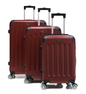 Kofferset Traveleo BABIJ 3-delig - Complete Set - Koffer - Handbagage 35L + 65L en 90L Ruimbagage - ABS01 Rood