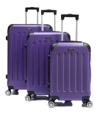 Kofferset Traveleo BABIJ 3-delig - 3-delig - Complete Set - Koffer - Handbagage 35L + 65L en 90L Ruimbagage - ABS01 Paars