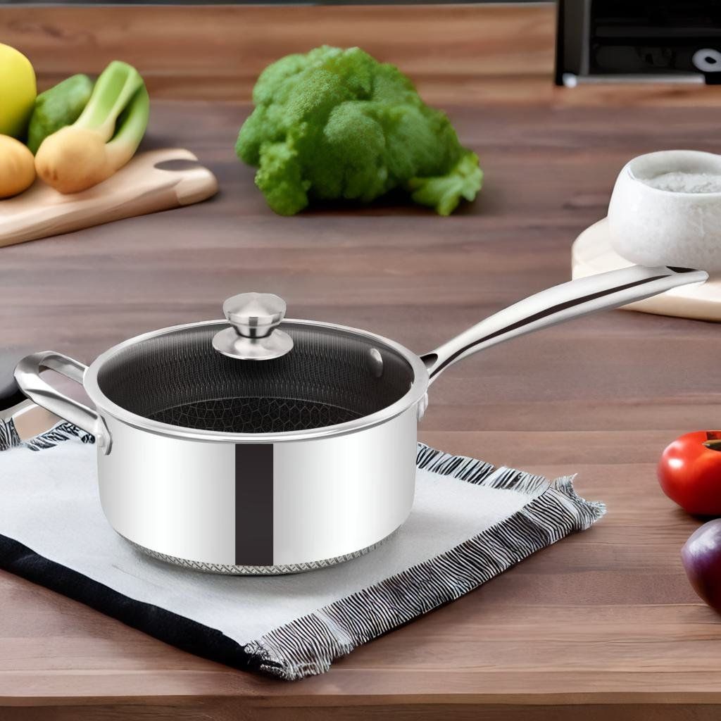 Pan - Cheffinger - steelpan met deksel - honinggraat - 20 cm