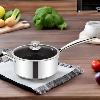 Pan - Cheffinger - steelpan met deksel - honinggraat - 20 cm