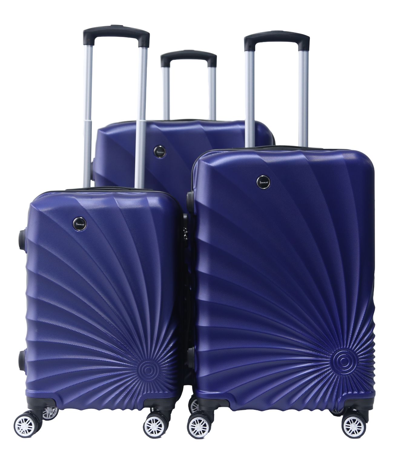 Kofferset Traveleo Babij - 3-delig - Complete Set - Koffer - Handbagage 35L + 65L en 90L Ruimbagage - ABS08 Navy Blue