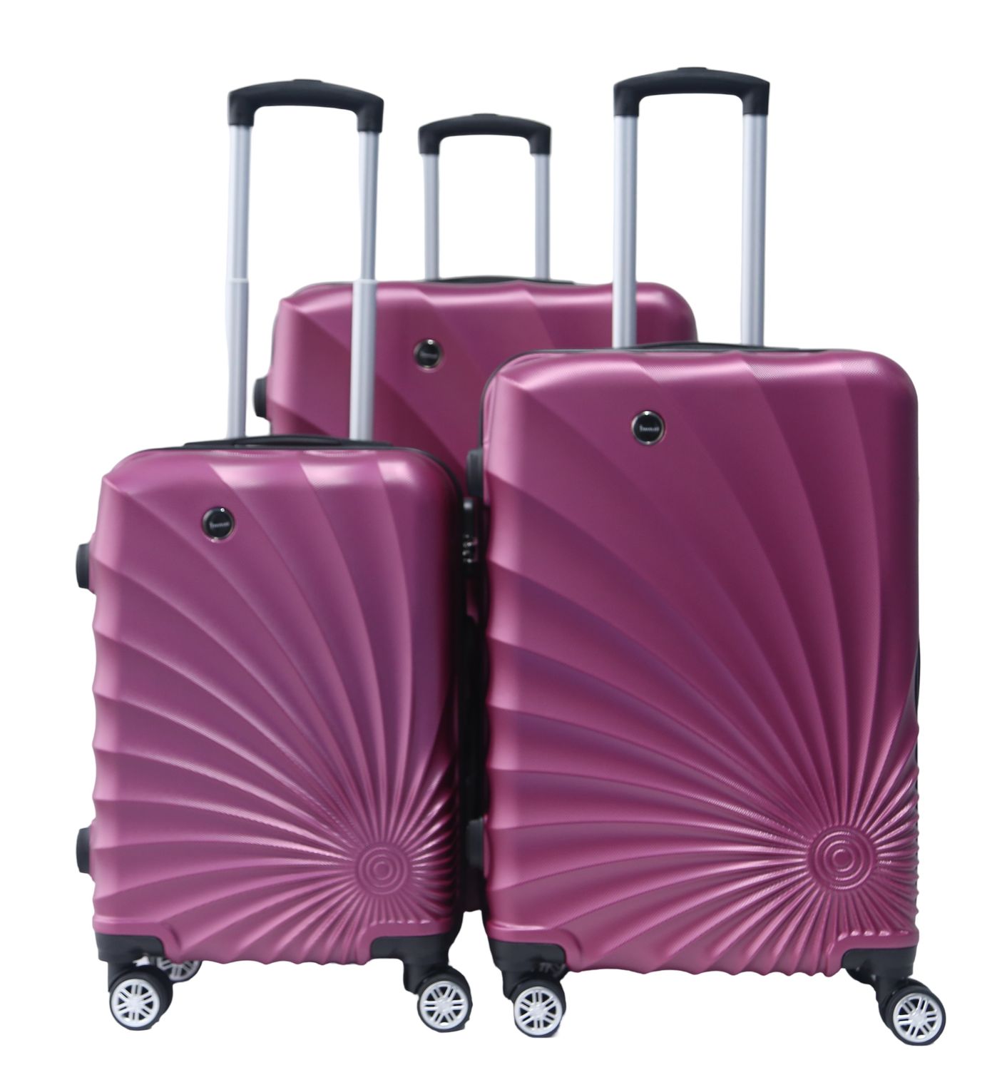 Kofferset Traveleo Babij - 3-delig - Complete Set - Koffer - Handbagage 35L + 65L en 90L Ruimbagage - ABS08 Paars
