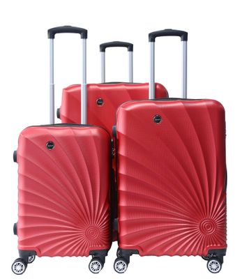 Kofferset Traveleo Babij - 3-delig - Complete Set - Koffer - Handbagage 35L + 65L en 90L Ruimbagage - ABS08 Rood