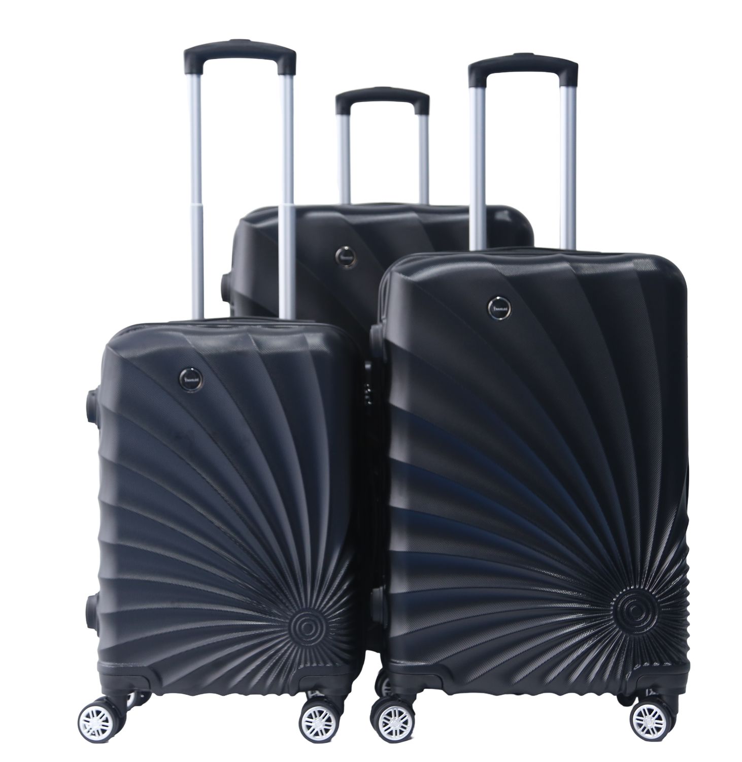 Kofferset Traveleo Babij - 3-delig - Complete Set - Koffer - Handbagage 35L + 65L en 90L Ruimbagage - ABS08 Zwart