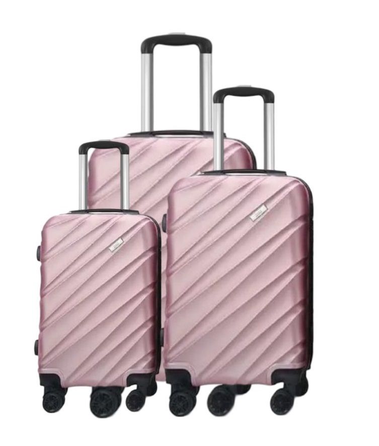 Kofferset Traveleo BABIJ - 3-delig - Complete Set - Koffer - Handbagage 35L + 65L en 90L Ruimbagage - ABS05 Rosé goud