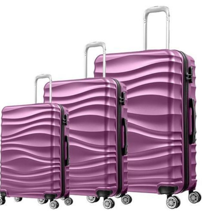 Kofferset Traveleo BABIJ - 3-delig - Complete Set - Koffer - Handbagage 35L + 65L en 90L Ruimbagage - ABS04 Paars