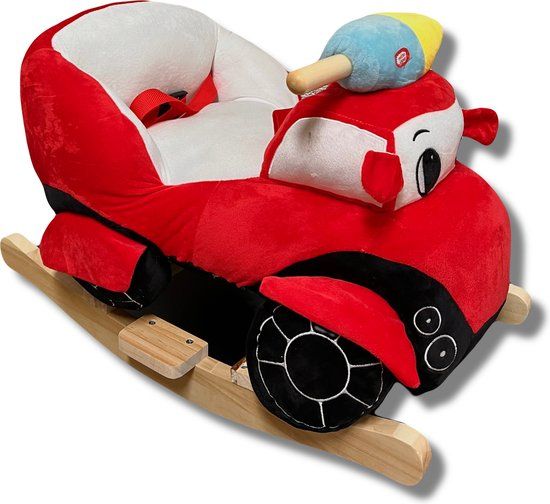 Schommelstoel - Brandweerauto - Kinderen - Kind - Met geluid - Speelplezier - Kinderspeelgoed - Zacht - Degelijk - Veiligheidsgordel