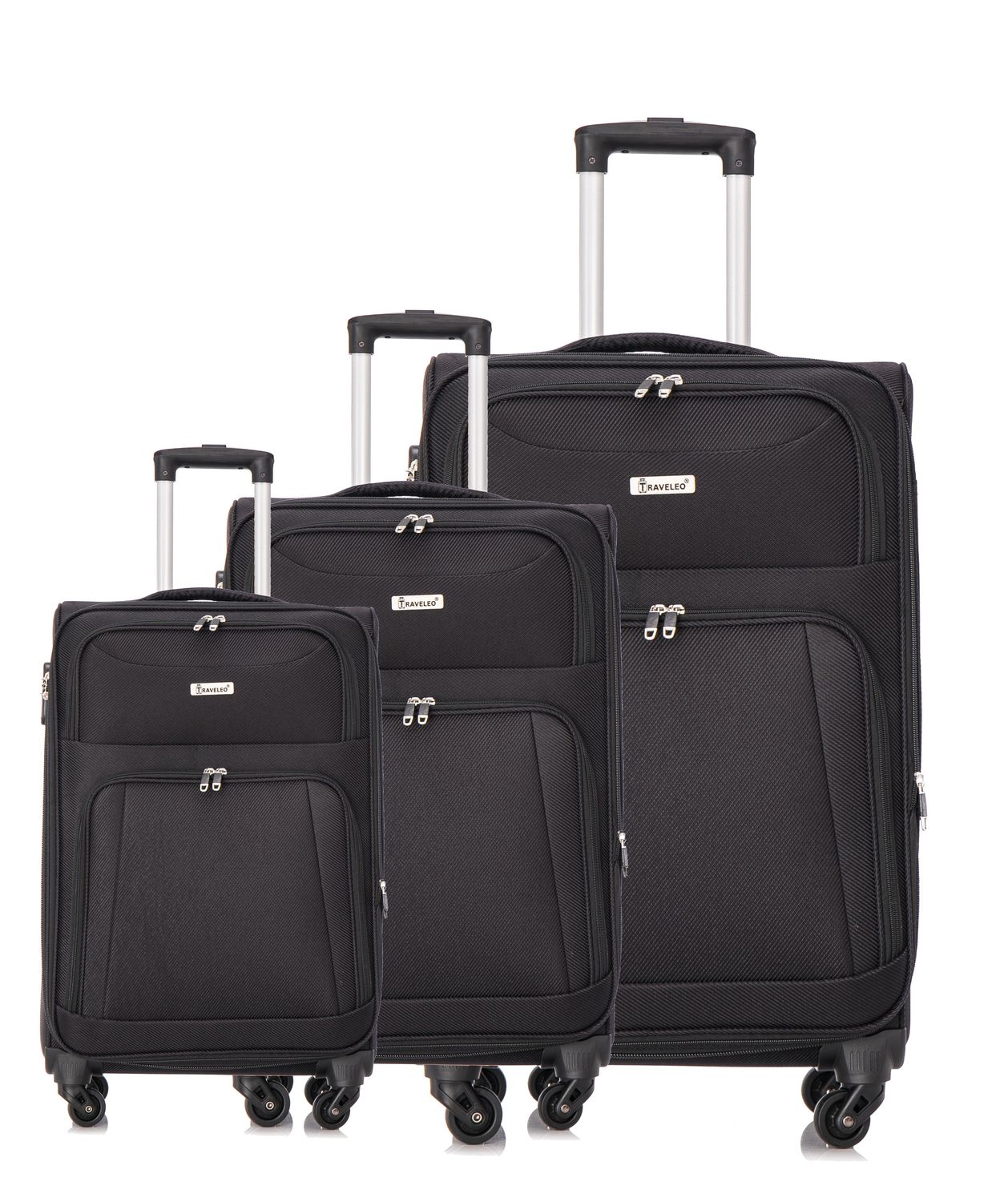 Kofferset Traveleo Babij - 3-delig - Complete Set - Koffer - Handbagage 46,8L + 73,7L en  109L - FAB03 Zwart