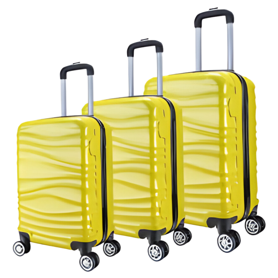 Kofferset Traveleo BABIJ - 3-delig - Complete Set - Koffer - Handbagage 35L + 65L en 90L Ruimbagage - ABS04 Geel