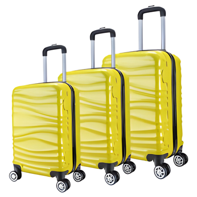 Kofferset Traveleo BABIJ - 3-delig - Complete Set - Koffer - Handbagage 35L + 65L en 90L Ruimbagage - ABS04 Geel