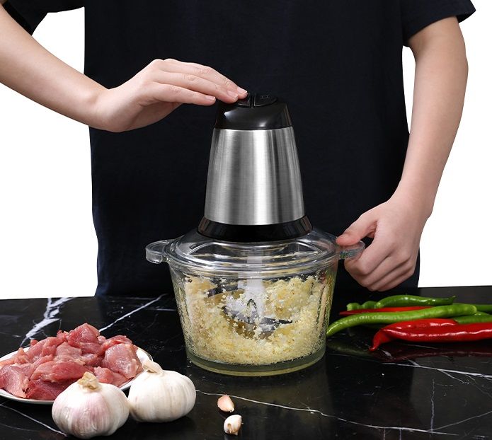 Foodprocessor Vleesmolen Hakmolen elektrisch - Cheffinger - CF-FP503 Glazen kom 3 liter 1000 watt
