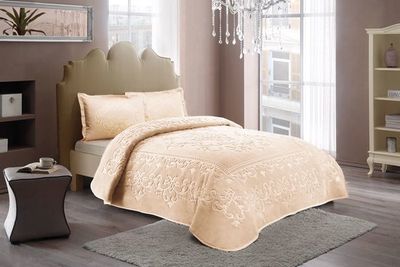 Deken Beau Maison Embossed dubbele deken Cappuccino 220 x 240 cm | Zware Kwaliteit