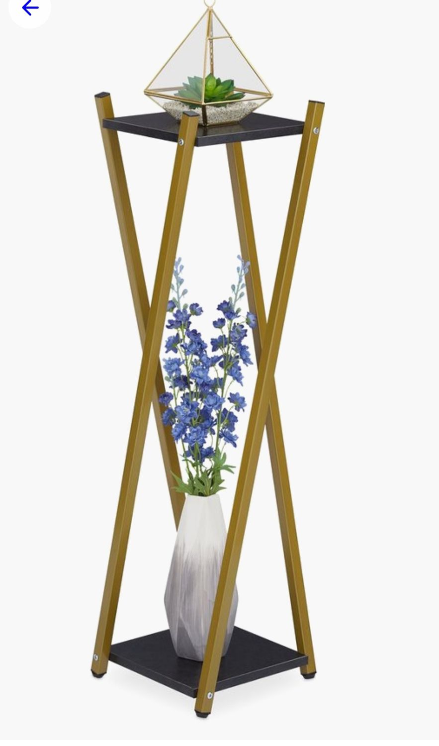 plantentafel 2 etages marmer look 99x29x29 goud zwart