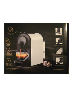 Koffiecupmachine Royal Swiss 1400W - 20 Bar Hoge Druk - 700ml Reservoir - Compatibel met Nespresso Capsules