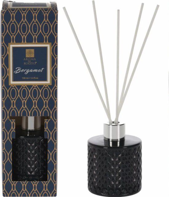 Geurstokjes Diffuser Aroma di Rogito - Bergamot - Blauw - Glas / Kunststof - Geurstokjes - Luxe design fles - 100 ml