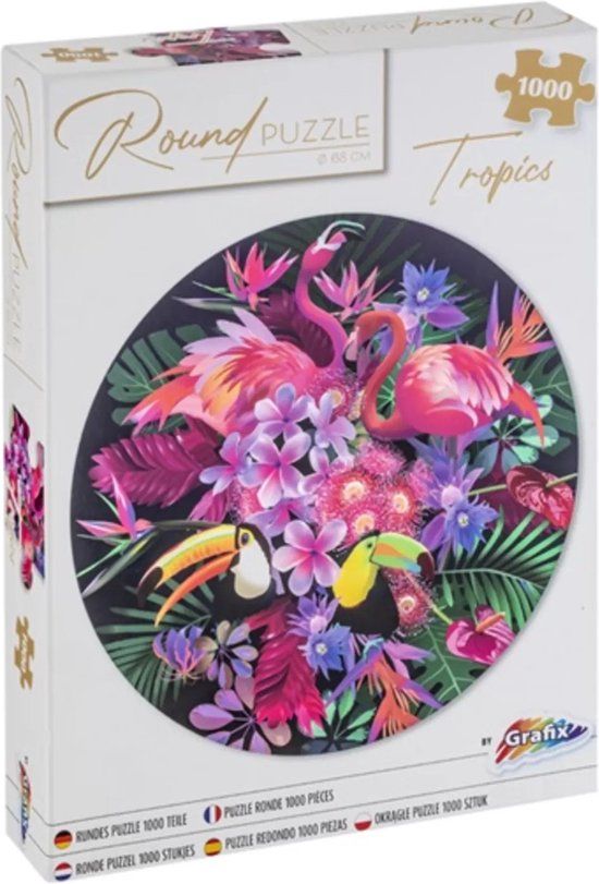 Puzzel Grafix Ronde Puzzel 1000 stukjes voor volwassenen | Tropisch | Legpuzzel | Diameter 68 CM | Geschikt voor kinderen vanaf 14 jaar