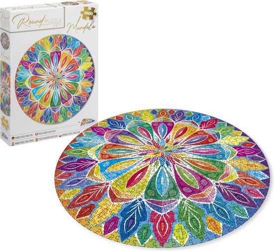 Puzzel Grafix Mandala Ronde Puzzel 1000 stukjes voor volwassenen | Legpuzzel | Diameter 68 CM | Mandala Legpuzzels | Familie puzzel | geschikt voor kinderen vanaf 14 jaar