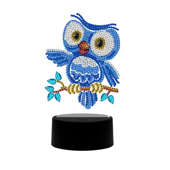 Diamond Painting lichtje - led licht decor - Nachtlampje - Blauwe uil
