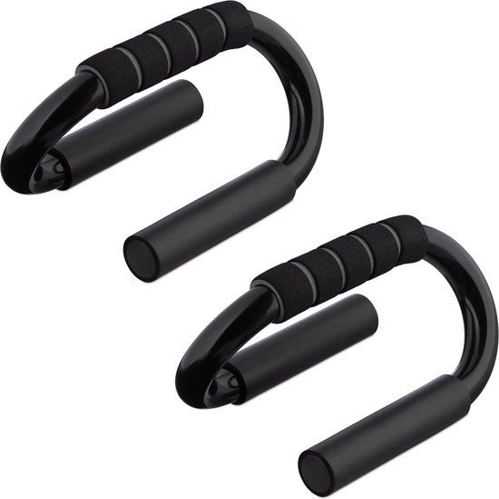 Fitness 0pdruksteun set van 2 - antislip - metaal - ergonomisch - voor push ups - zwart