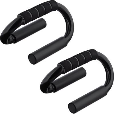 Fitness 0pdruksteun set van 2 - antislip - metaal - ergonomisch - voor push ups - zwart