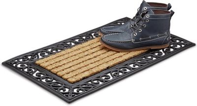Deurmat met strepen - kokos - rubber - antislip - rechthoekig - binnen en buiten