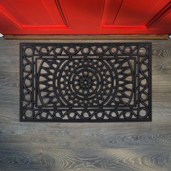 Deurmat rubber - 45 x 75 cm - gang en hal - antislip - ornamenten - binnen en buiten