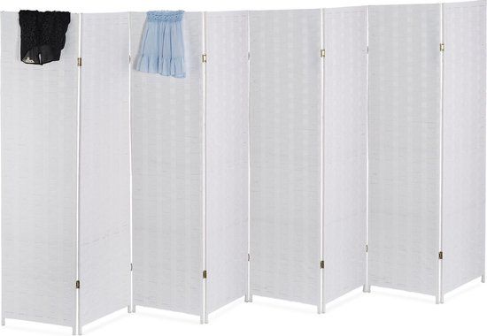 Kamerscherm 8 panelen - 170x320 cm - opvouwbaar - scheidingswand - wit