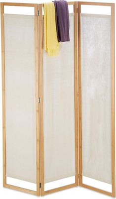 kamerscherm - 3-delig - 170 x 120 cm - voor privacy - bamboe - stof - natuur