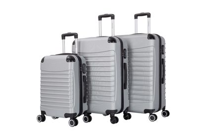 Kofferset Travelerz BABIJ  - 3-Delig – Zilver– Lichtgewicht &amp; Sterk – Handbagage - 35L + 69L en 90L