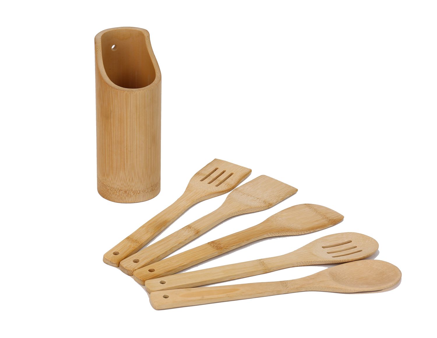 Keukengerei Cheffinger - Set met Standaard - 6-delig - Bamboe