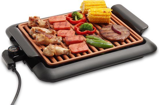 Swiss Pro+ Elektrische Grill Rookloos 4 tot 6 Personen Tafel barbecue Tafel BBQ 1250W