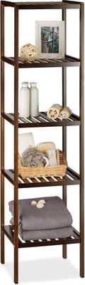 badkamerrek bamboe - 5 etages - staand - 139,5 x 34,5 x 33 cm - donkerbruin