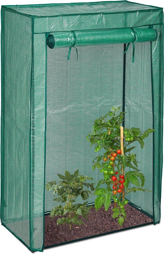 tomatenkas - 150 x 100 x 50 cm - tuin &amp; balkon - foliekas - staal &amp; PE folie - groen