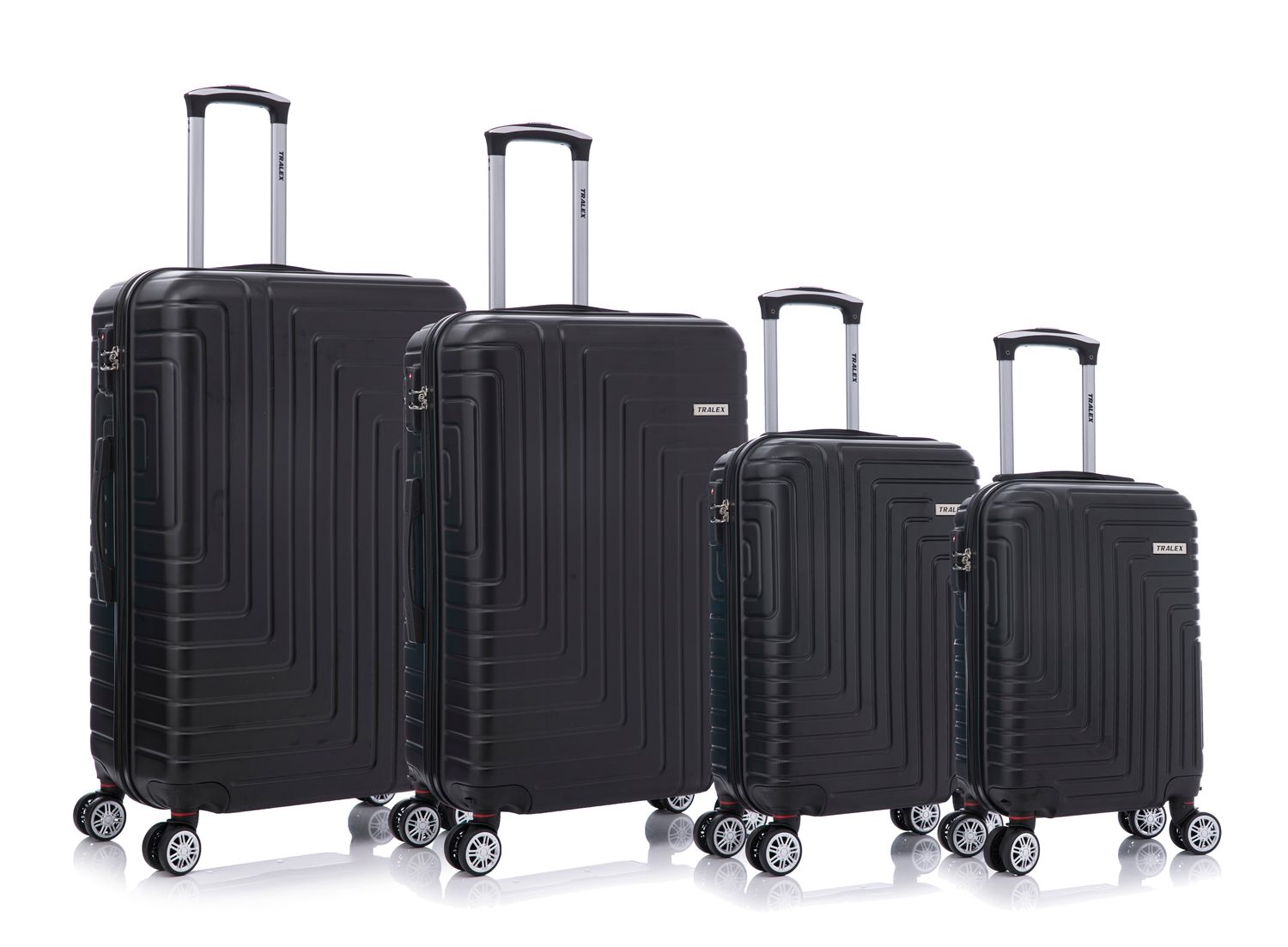 Tralex Luminara kofferset - 4 Delig - TSA Kofferslot – Handbagage 25L + 35L + Ruimbagage 69L + 90L – Lichtgewicht – Reiskoffers met Wielen – Hardcase – Zwart