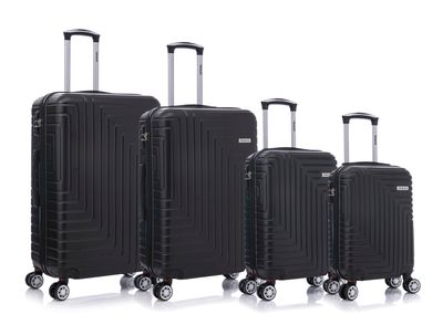 Tralex Luminara kofferset - 4 Delig - TSA Kofferslot – Handbagage 25L + 35L + Ruimbagage 69L + 90L – Lichtgewicht – Reiskoffers met Wielen – Hardcase – Zwart