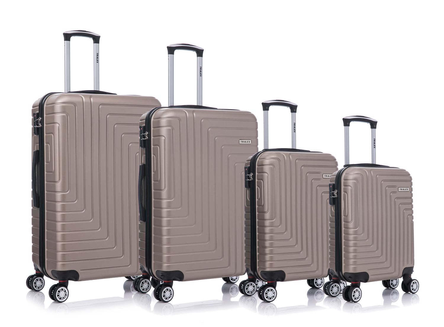 Tralex Luminara kofferset - 4 Delig - TSA Kofferslot – Handbagage 25L + 35L + Ruimbagage 69L + 90L – Lichtgewicht – Reiskoffers met Wielen – Hardcase – Champagne