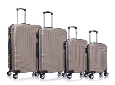 Tralex Luminara kofferset - 4 Delig - TSA Kofferslot – Handbagage 25L + 35L + Ruimbagage 69L + 90L – Lichtgewicht – Reiskoffers met Wielen – Hardcase – Champagne