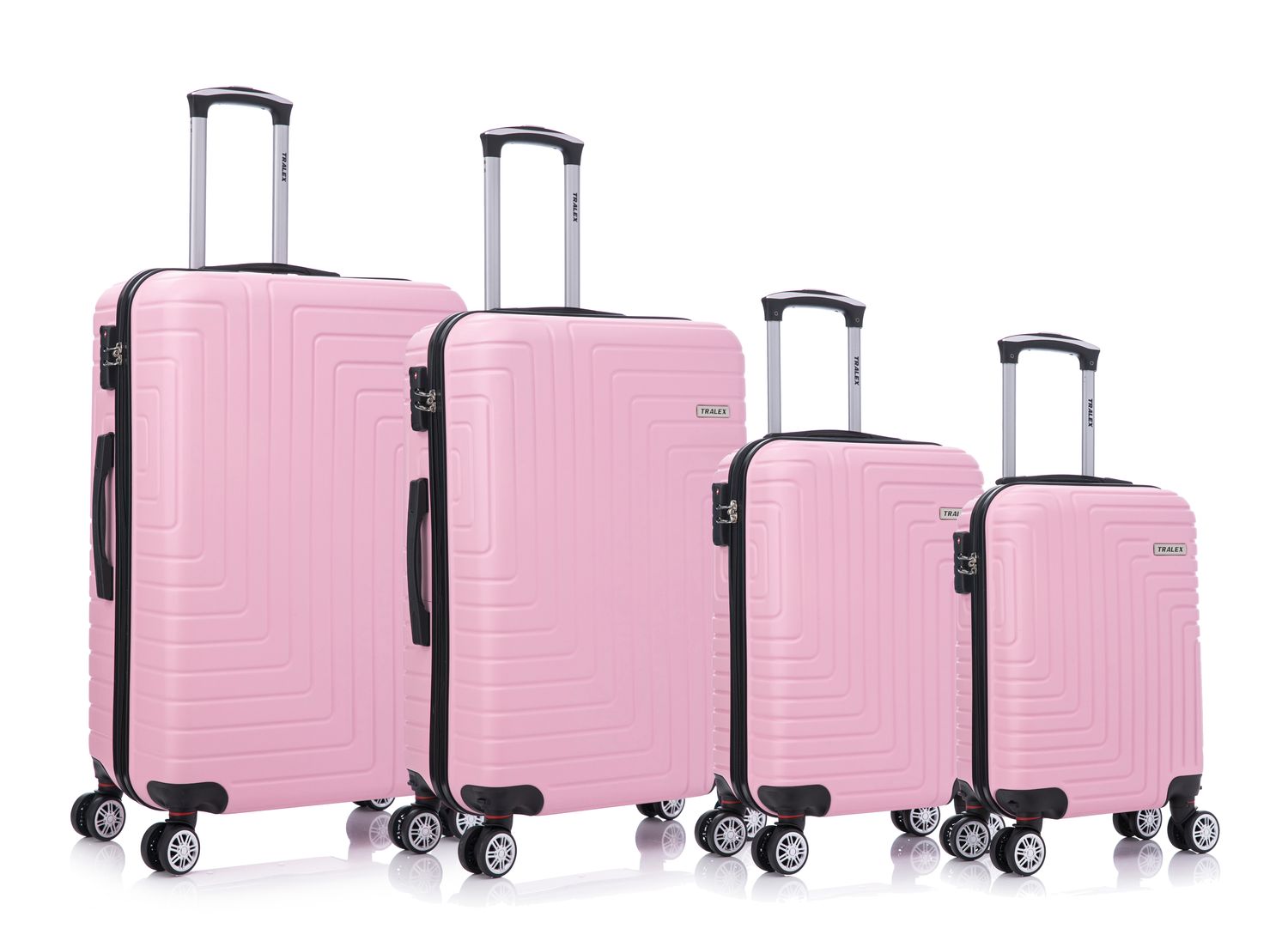 Tralex Luminara kofferset - 4 Delig - TSA Kofferslot – Handbagage 25L + 35L + Ruimbagage 69L + 90L – Lichtgewicht – Reiskoffers met Wielen – Hardcase – Lichtroze
